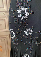 Elegant Black Mermaid Spaghetti Strap V-Neck Beaded Chiffon Long Classy Prom Dress
