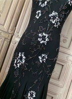 Elegant Black Mermaid Spaghetti Strap V-Neck Beaded Chiffon Long Classy Prom Dress