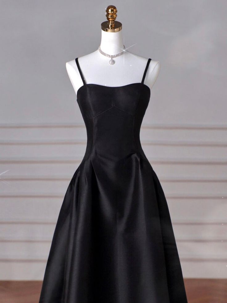 Elegant Black A-Line Satin Long Classy Prom Dress Long Classy Prom Dress
