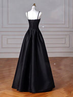 Elegant Black A-Line Satin Long Classy Prom Dress Long Classy Prom Dress