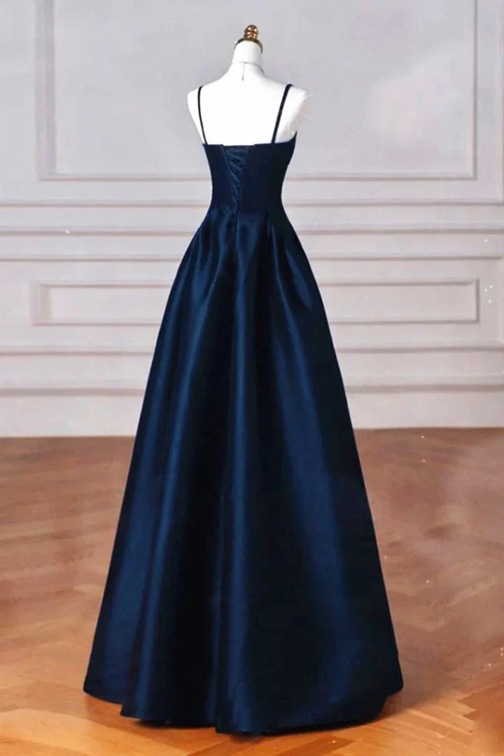 Elegant Black A-Line Satin Long Classy Prom Dress Long Classy Prom Dress