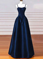 Elegant Black A-Line Satin Long Classy Prom Dress Long Classy Prom Dress