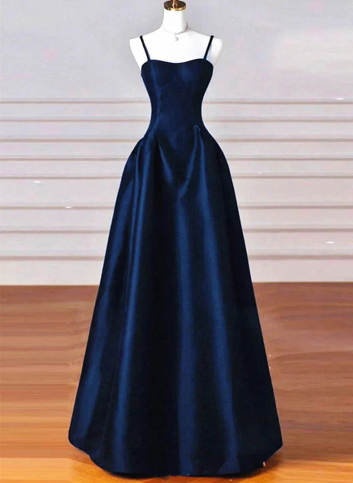 Elegant Black A-Line Satin Long Classy Prom Dress Long Classy Prom Dress