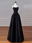 Elegant Black A-Line Satin Long Classy Prom Dress Long Classy Prom Dress