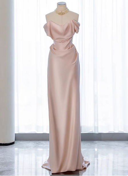 Elegant Black Slim-Fit Off-The-Shoulder Satin Long Classy Prom Dress