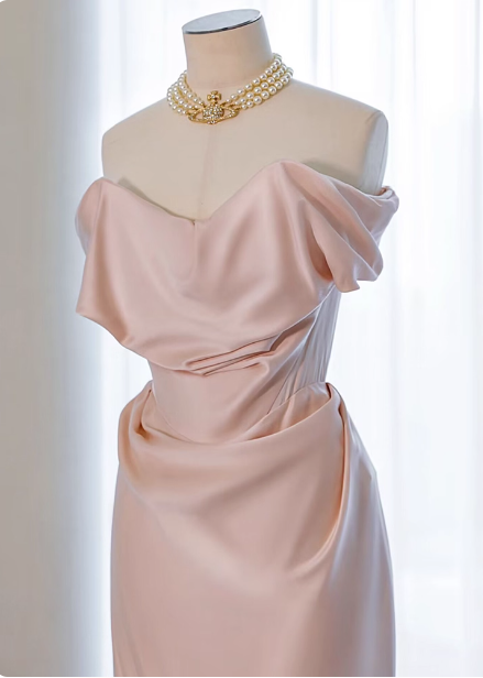 Elegant Black Slim-Fit Off-The-Shoulder Satin Long Classy Prom Dress
