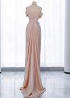 Elegant Black Slim-Fit Off-The-Shoulder Satin Long Classy Prom Dress
