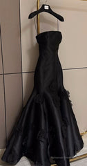 Elegant Black Spaghetti Straps Prom Dress Wedding Party Dresses