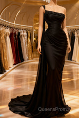 Elegant Black Split Mermaid Beading Evening Prom Dress