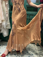 Elegant Brown And Gold Mermaid Halter-Neck Embroidered Beaded Chiffon Long Classy Prom Dress