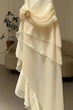 Elegant Chiffon Ivory Strap Irregular Birthday Dress Homecoming Dress