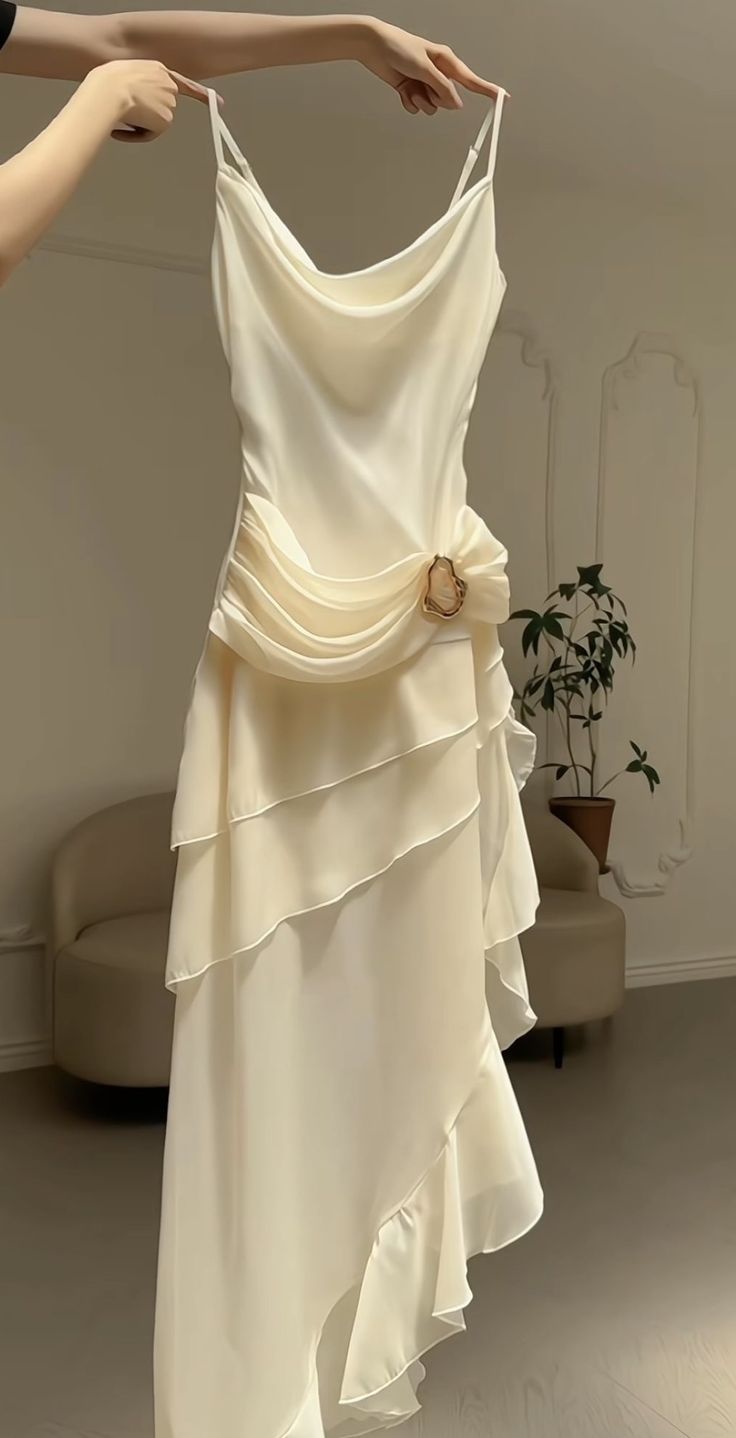 Elegant Chiffon Ivory Strap Irregular Birthday Dress Homecoming Dress Main image