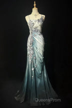 Elegant Chiffon Mermaid Gown For Evening Prom&Party Spaghetti Strap Sequined Applique Evening Gown