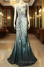 Elegant Chiffon Mermaid Gown For Evening Prom&Party Spaghetti Strap Sequined Applique Evening Gown