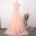 Elegant Court Grey Fringed Beaded Embroidered Tulle Train Classy Prom Dress