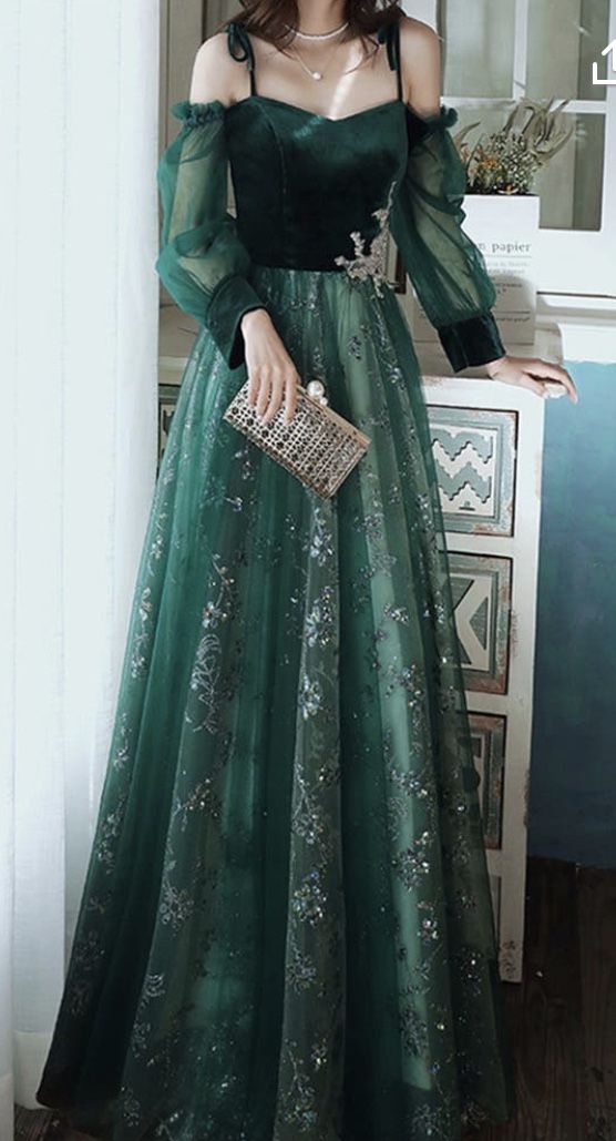 Elegant Dark Green Lace Gown Classy Prom Dress, Main image