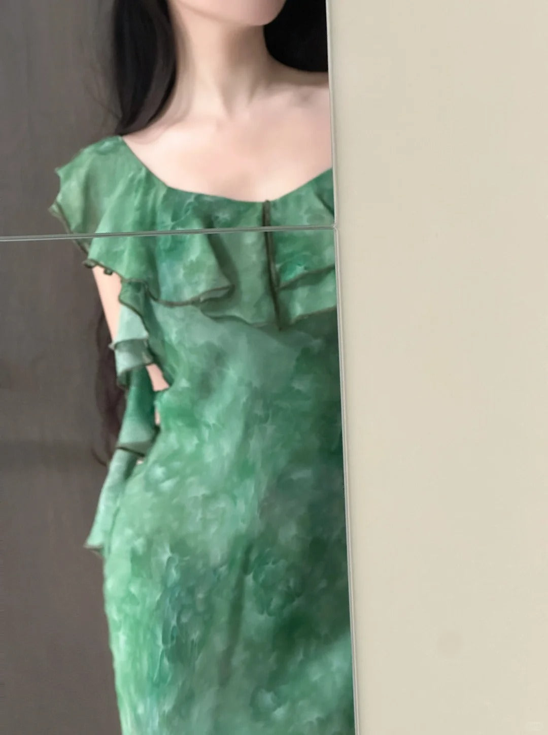Elegant Dark Green Mermaid Ruffled Chiffon Long Classy Prom Dress Secondary image