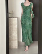 Elegant Dark Green Mermaid Ruffled Chiffon Long Classy Prom Dress