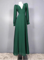 Elegant Deep Green A-Line V-Neck Long-Sleeved Backless Chiffon Long Classy Prom Dress