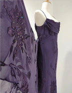 Elegant Deep Purple Mermaid Embroidered Chiffon Long Classy Prom Dress