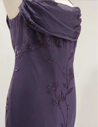 Elegant Deep Purple Mermaid Embroidered Chiffon Long Classy Prom Dress