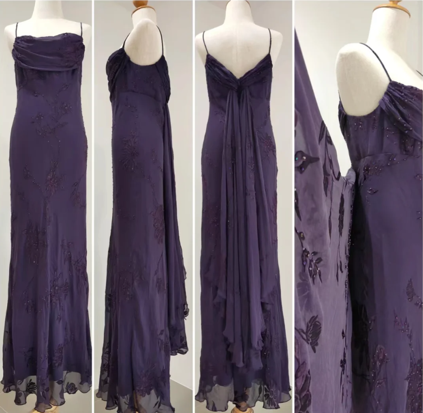 Elegant Deep Purple Mermaid Embroidered Chiffon Long Classy Prom Dress