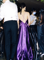 Elegant Deep Purple Spaghetti Strap Cross Backless Satin Long Classy Prom Dress