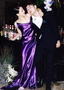Elegant Deep Purple Spaghetti Strap Cross Backless Satin Long Classy Prom Dress