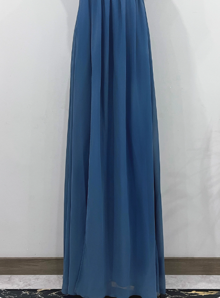 Elegant Dusty Blue One-Shoulder Chiffon Classy Prom Dress Bridesmaid Dress