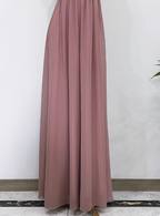 Elegant Dusty Pink A-Line Spaghetti Strap V-Neck Chiffon Long Classy Prom Dress