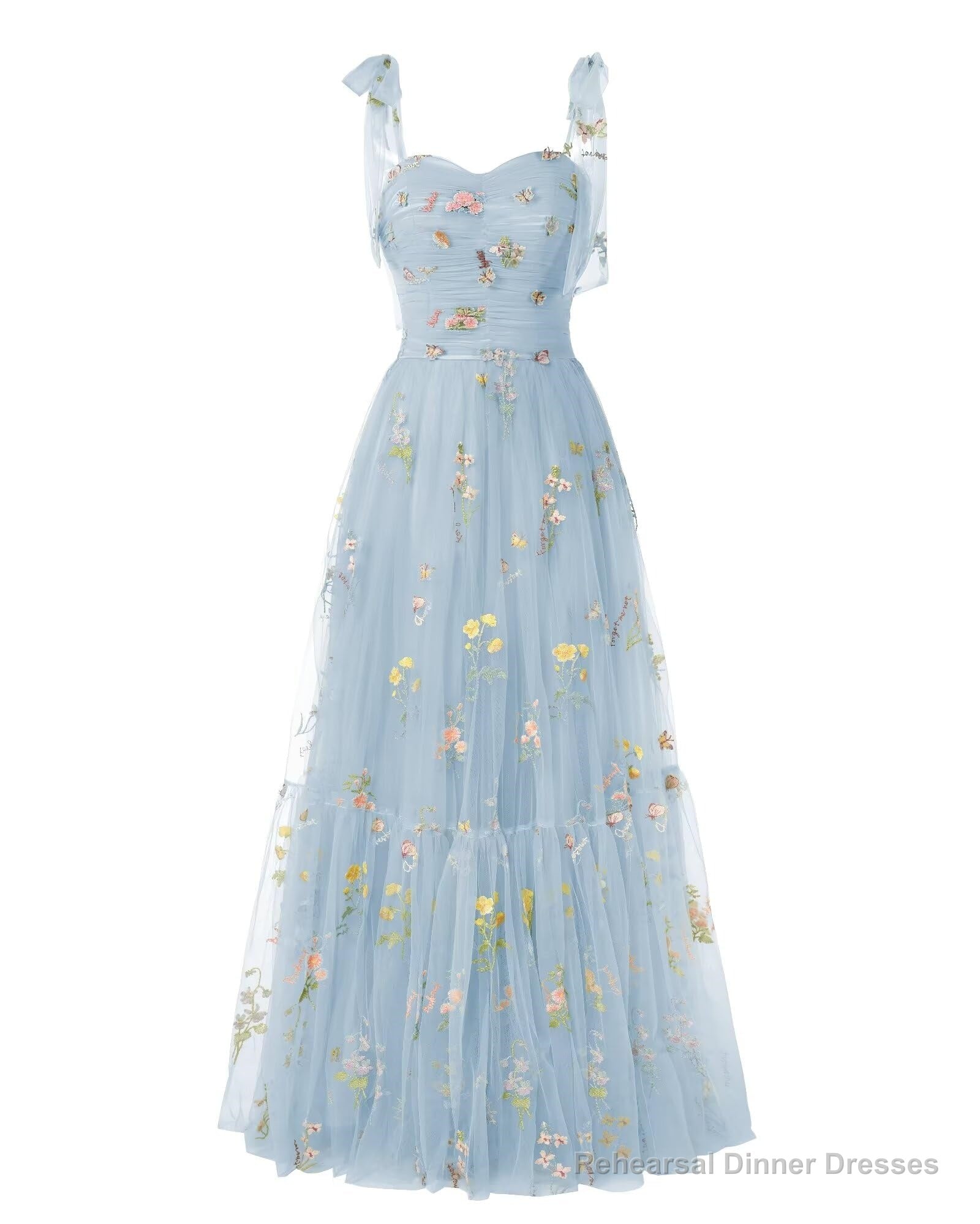 Elegant Embroidery Blue Prom Dresses Sweetheart Spaghetti Straps A Line Party Dress Long Simple Formal Dress Secondary image