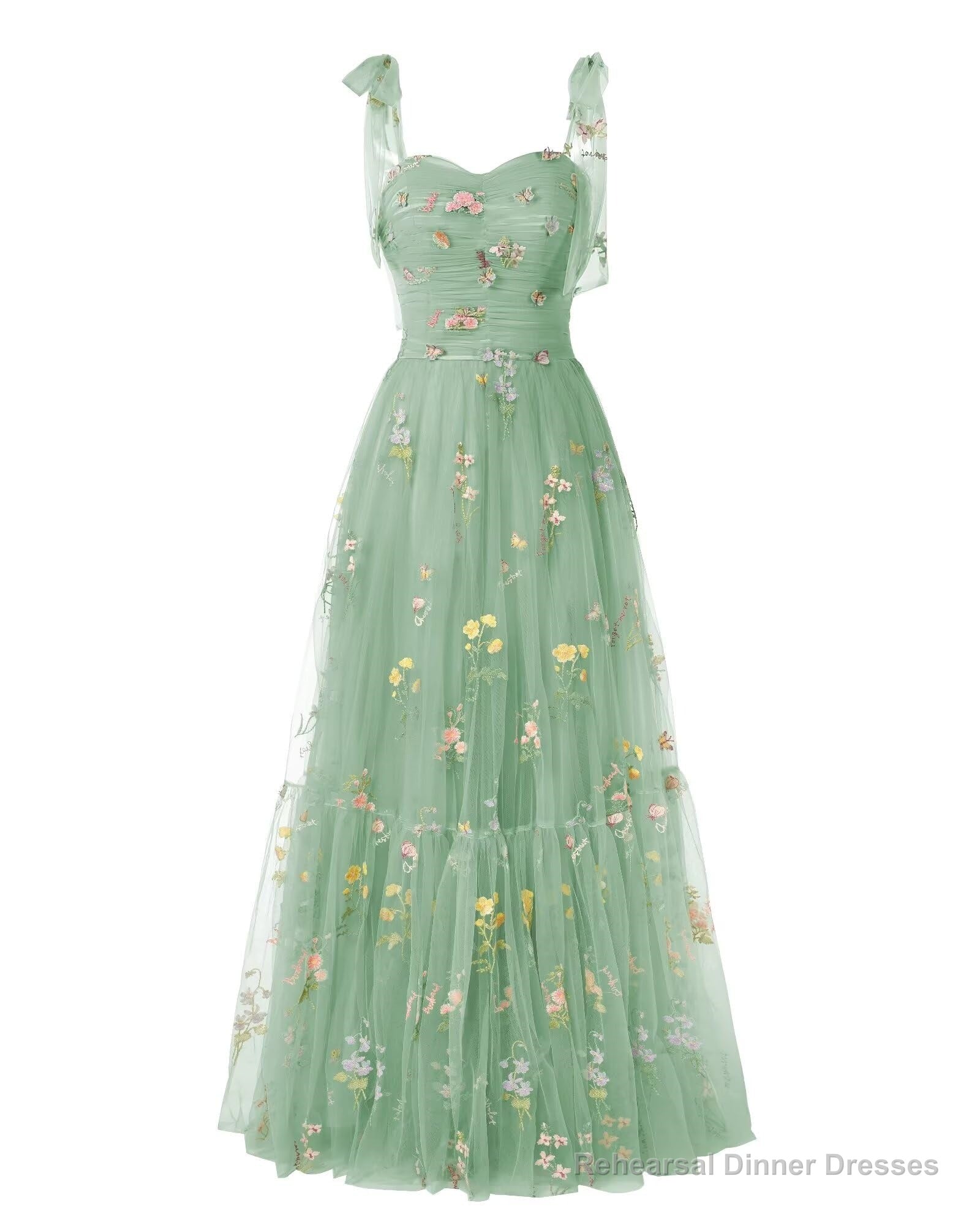 Elegant Embroidery Dark Green Prom Dresses Sweetheart Spaghetti Straps A Line Party Dress Long Simple Formal Dress Main image