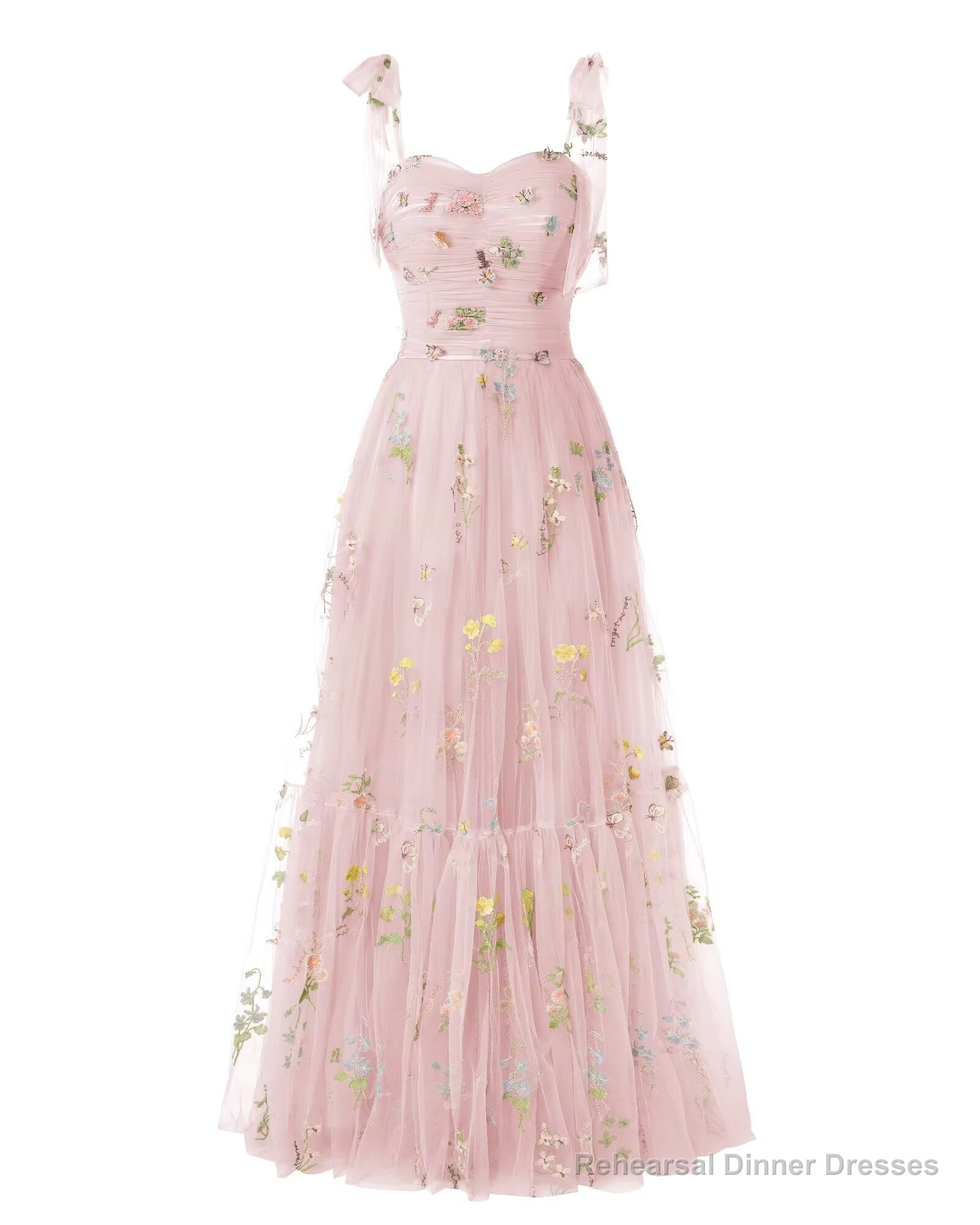 Elegant Embroidery Pink Prom Dresses Sweetheart Spaghetti Straps A Line Party Dress Long Simple Formal Dress Main image