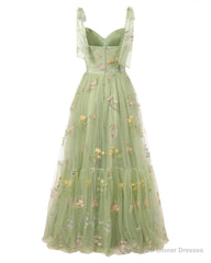 Elegant Embroidery Prom Dresses Sweetheart Spaghetti Straps A Line Party Dress Long Simple Formal Dress