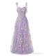 Elegant Embroidery Purple Prom Dresses Sweetheart Spaghetti Straps A Line Party Dress Long Simple Formal Dress
