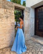 Elegant Engagement Dress Wedding Party Dress Special Occasion Dress Halter Pleated Floor Length Classy Prom Dress