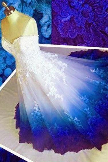 Colorful Ombr¨¦ Wedding Dress Ball Gown