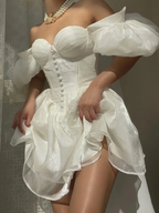 Elegant Glitter Sweetheart Mini 17Th Birthday Dress White Birthday Outfit