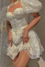 Elegant Glitter Sweetheart Mini 17Th Birthday Dress White Birthday Outfit