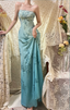Elegant Gradient Blue Oil Painting Beaded Long Prom Dress