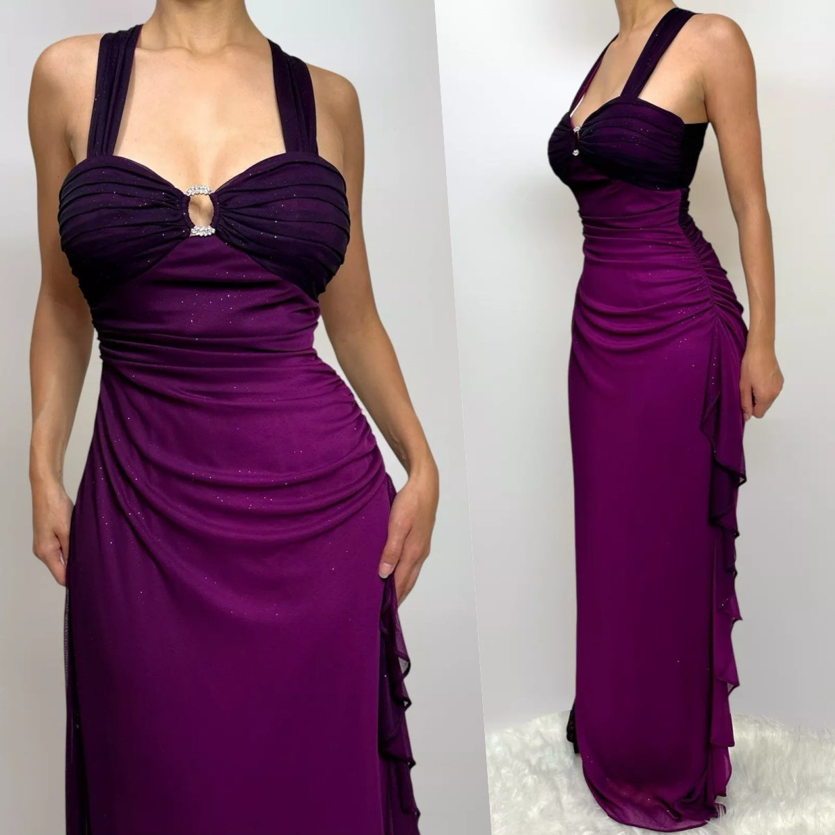 Affordable Dress Under $160||Elegant Gradient Navy Blue Sheath Spaghetti Straps Sparkling Chiffon Classy Prom Dress For Party