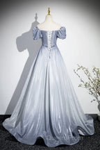 Elegant Gradient Short Sleeve Part Dress, A-Line Blue Evening Dress