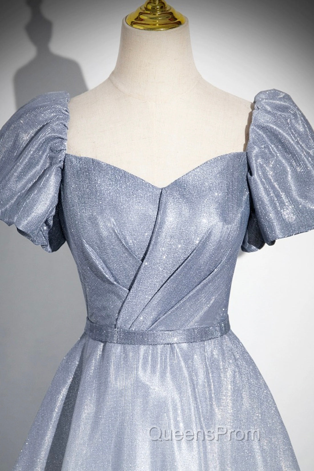 Elegant Gradient Short Sleeve Part Dress, A-Line Blue Evening Dress