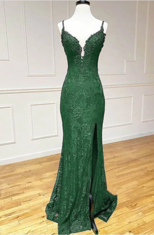 Elegant Mermaid Classy Dress Under $170’Å?Charming Grape Spaghetti Straps Applique Long Backless Classy Prom Dress With Slit