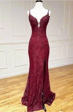 Elegant Mermaid Classy Dress Under $170’Å?Charming Grape Spaghetti Straps Applique Long Backless Classy Prom Dress With Slit