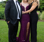 Elegant Mermaid Classy Dress Under $170’Å?Charming Grape Spaghetti Straps Applique Long Backless Classy Prom Dress With Slit