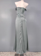 Elegant Gray Green Sweetheart Neckline Slim Slit Satin Long Classy Prom Dress