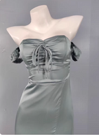 Elegant Gray Green Sweetheart Neckline Slim Slit Satin Long Classy Prom Dress