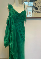 Elegant Green Deep V-Neck Chiffon Long Classy Prom Dress