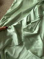 Elegant Green Slim Fit Halter Backless Ruffle Satin Classy Prom Dress